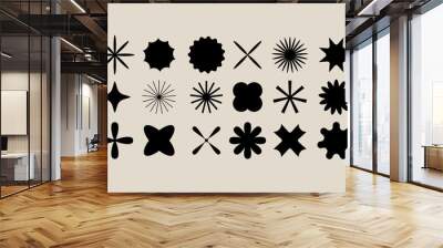 Vector set of different geometric shapes and elements. Brutalist design icons and signs. Basic forms Wall mural