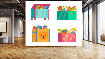 children toy boxes set isolated on white background, vector illustration Wall mural