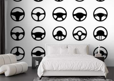 steering wheels set isolated on white background, vector illustr Wall mural