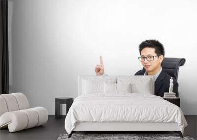 Portrait of a smart asian confident businessman holding tablet Wall mural