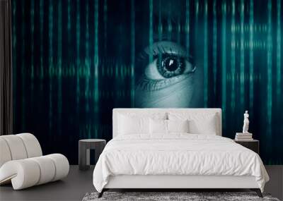 binary code abstract background Wall mural