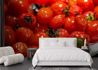 red cooked  cherry tomatoes background Wall mural