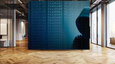 the dark web  hooded hacker banner Wall mural