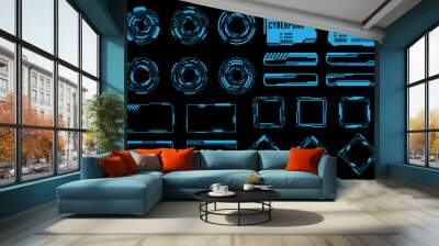 Futuristic interface ui elements. Holographic hud user interface elements, high tech bars and frames. Hud interface icons vector illustration set Wall mural