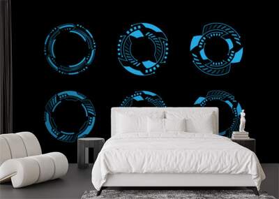 Tech blue cyber hud futuristic circle frame. Future technology design elements interface Wall mural