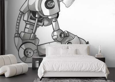 sad and smoking robot sitting down Wall mural