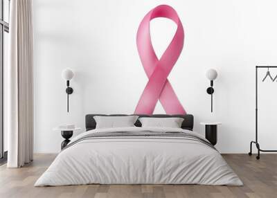 pink ribbon isolated on white background , transparent png image Wall mural