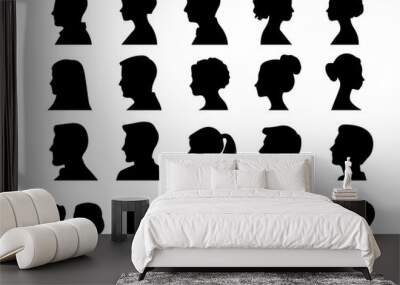 silhouette of a person , black and white icon set , business vector Wall mural