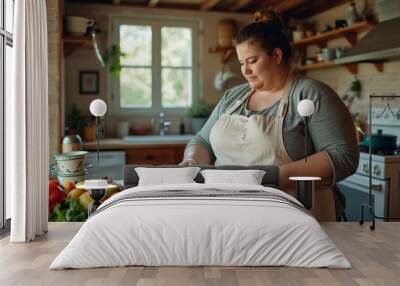 woman cooking in kitchen Wall mural