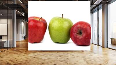 red and green apple diet on white ground    Wall mural