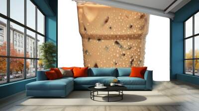 Iced coffee in disposable to go cup or coffee latte in take away or to go cup isolated on white background including clipping path Wall mural