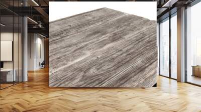 Perspective view of old wood or wooden table corner on white background including clipping path Wall mural