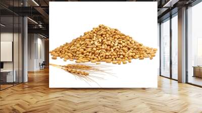 Wheat heap or pile side view isolated on white background Wall mural