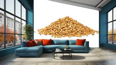 Wheat heap or pile side view isolated on white background Wall mural