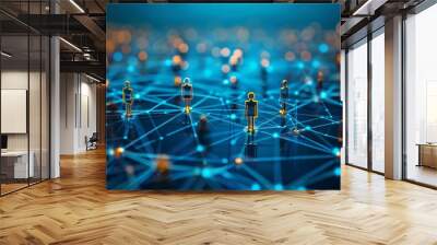 A group of people are connected to each other in a network Wall mural