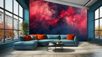 A red and blue space background with a red line in the middle Wall mural