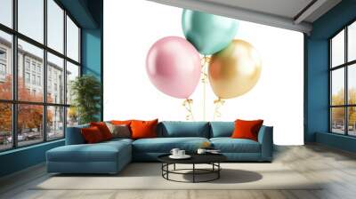 Party balloons, festive element, detailed illustration, bright and cheerful, isolated on white background Wall mural