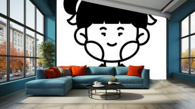 Asian Girl Black Fill icon Wall mural