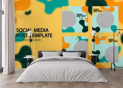 Set of social media post template with Contemporary modern trendy vector illustrations. Suitable for social media post and web internet ads Wall mural