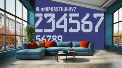 font vector team 2022 kit sport style font. football style font with lines and points inside. argentina font world cup. sports style letters and numbers for soccer team Wall mural