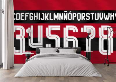 font vector team 2023 - 2024 kit sport style font. football style font with lines. flamengo font. th Wall mural