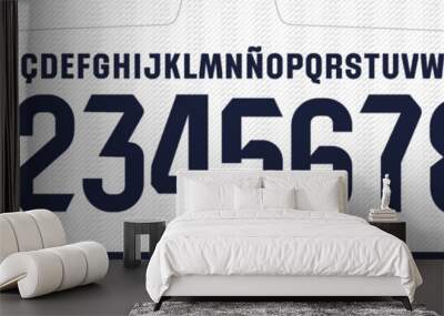 font vector team 2023 - 2024 kit sport style font. real madrid font. football style font with lines inside. sports style letters and numbers for soccer team Wall mural