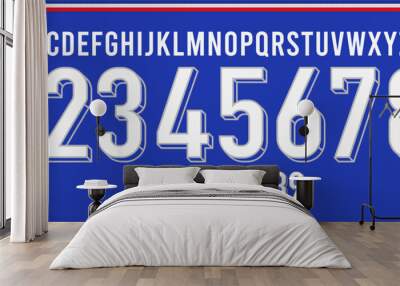 new font vector team Europe national team 2024, france font, kit sport style font. football style font with lines and points inside, sports style letters and numbers for soccer team Wall mural