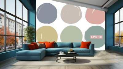 Vector set of hand painted circles for backdrops. Pastel colors artistic hand drawn backgrounds. Hand drawn stains round shape set. Wall mural