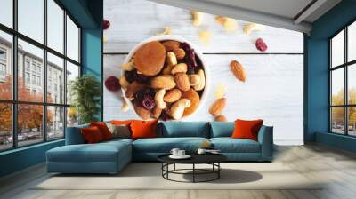 mixed nuts and dried fruit in bowl 
 Wall mural