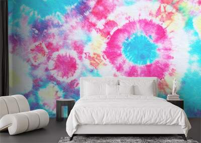 tie dye pattern hand dyed on cotton fabric abstract texture background. Wall mural