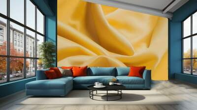 Golden satin fabric, smooth and soft to the touch, resembling a luxurious yellow rose in full bloom Wall mural