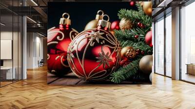 Christmas background , abstract festive wallpaper Wall mural