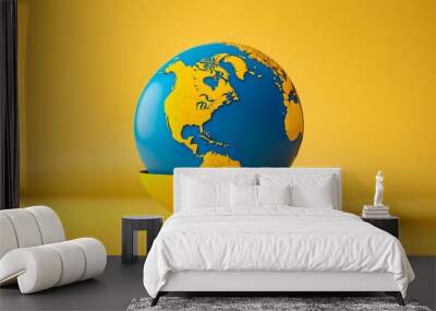 earth day concept, save the world, globe on moss, globe and forest, eco-friendly, planet earth, nature background, 8k Wall mural