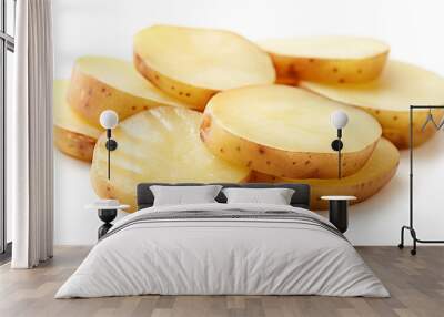 sliced potatoes isolated on a white background Wall mural