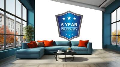 Blue metallic 6 year warranty shield Wall mural