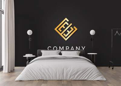 Luxury initial letter EEE golden gold color logo design Wall mural