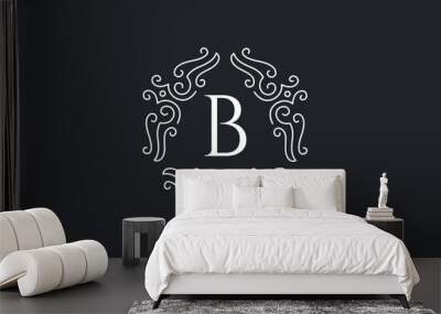 luxury white and black logo design template vector illustration for restaurant, royalty, boutique, c Wall mural