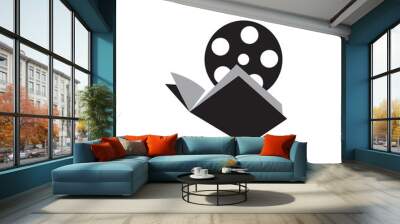 Modern book in black and white color with reel film cinema illustration graphic logo design inspiration Wall mural