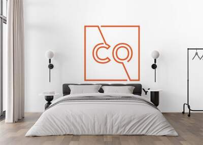 Orange square initial letter CO line logo design vector graphic Wall mural