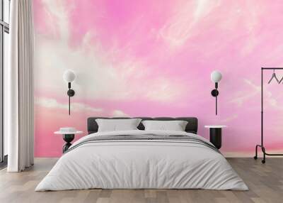 Panorama fantacy pink sky and clouds background in summer Wall mural