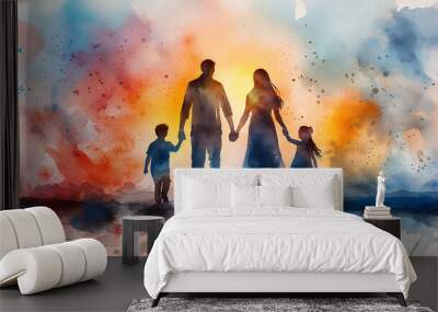 Watercolor family clipart Wall mural