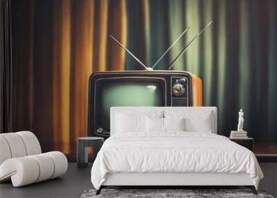 Retro old television on background. Vintage style filtered photo Wall mural