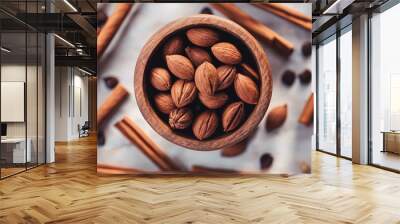 Cinnamon sticks, nuts and chocolate Wall mural