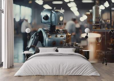 industrial robotic machine in a factory environment Wall mural