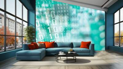 Computer big data theft, cyber attack background Wall mural