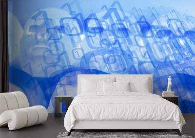 Neural networks use artificial intelligence, one zero binary code Wall mural