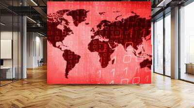 Red new technology abstract concept, software binary code Wall mural