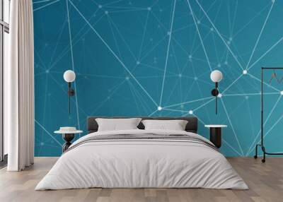 Science and technology connected, connected triangles shapes lines geometric wide banner vector pattern Wall mural