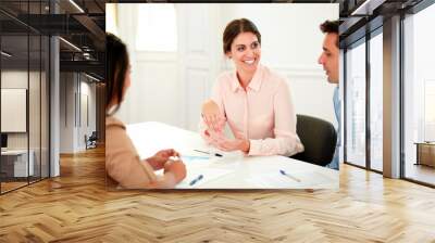 charming professional team talking and smiling Wall mural