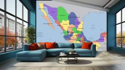 Political Map of Mexico Wall mural